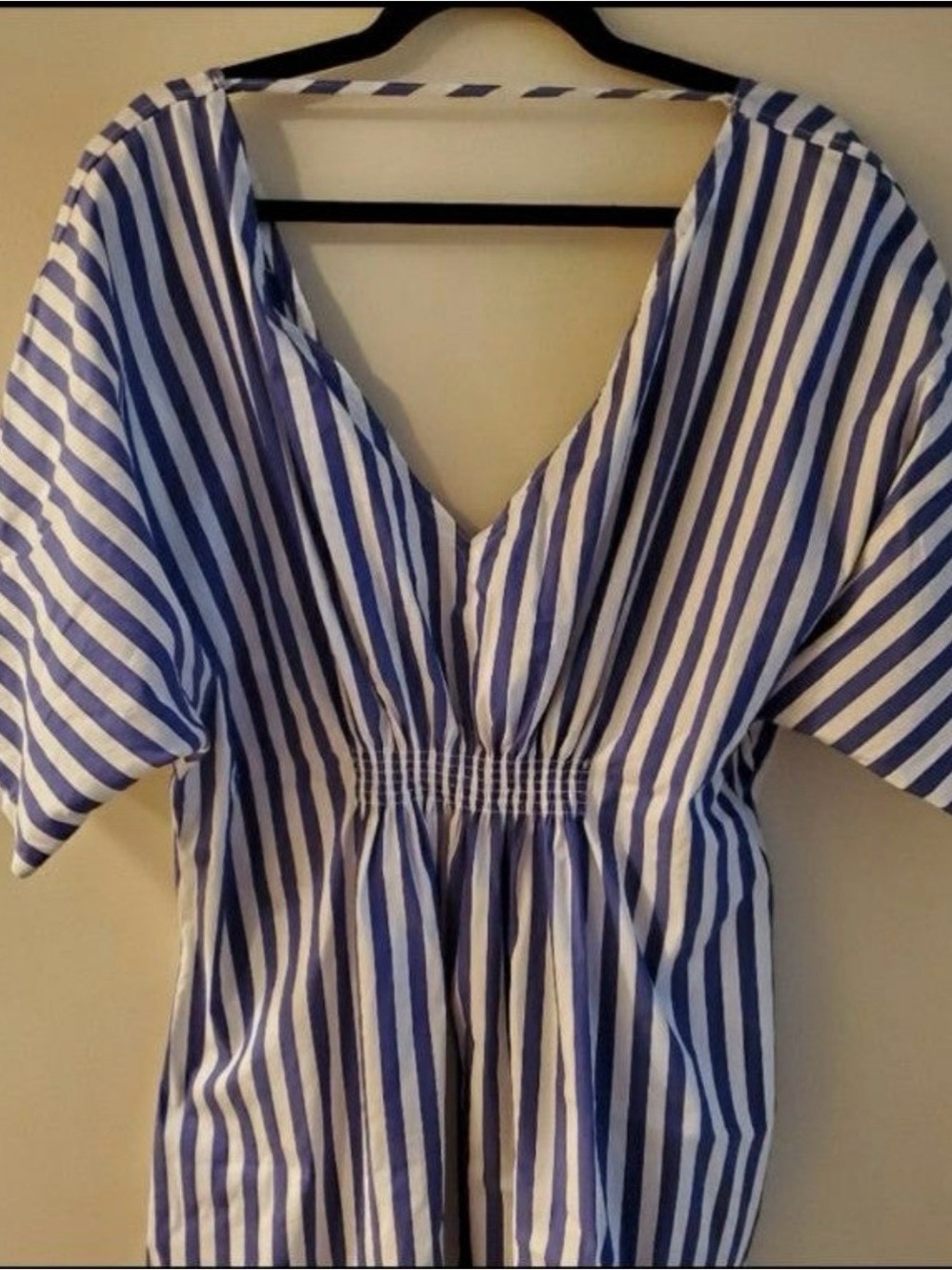 Onia Alessandra Caftan Blue
White Striped Beach Cover Up
Dress Smocked Waist - Picture 5 of 9